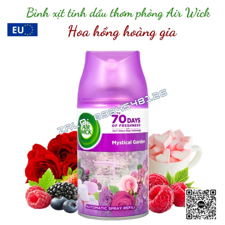 BÌNH XỊT TINH DẦU THƠM PHÒNG AIR WICK 250ml, TINH DẦU THIÊN NHIÊN, HỖ TRỢ KHỬ MÙI, NHẬP KHẨU CHÂU ÂU