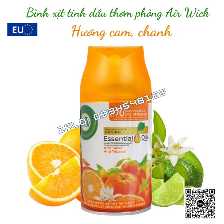 BÌNH XỊT TINH DẦU THƠM PHÒNG AIR WICK 250ml, TINH DẦU THIÊN NHIÊN, HỖ TRỢ KHỬ MÙI, NHẬP KHẨU CHÂU ÂU