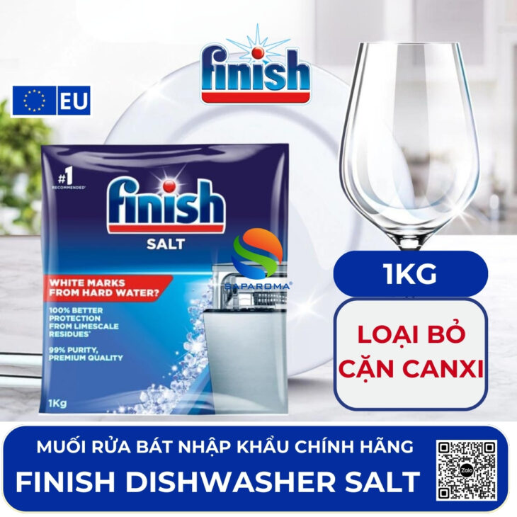 (Chất trợ rửa) Muối rửa bát + Nước làm bóng + Vệ sinh máy – Finish nhập khẩu chính hãng