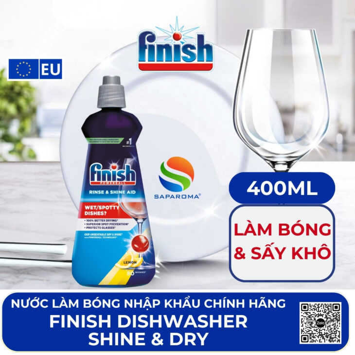 (Chất trợ rửa) Muối rửa bát + Nước làm bóng + Vệ sinh máy – Finish nhập khẩu chính hãng