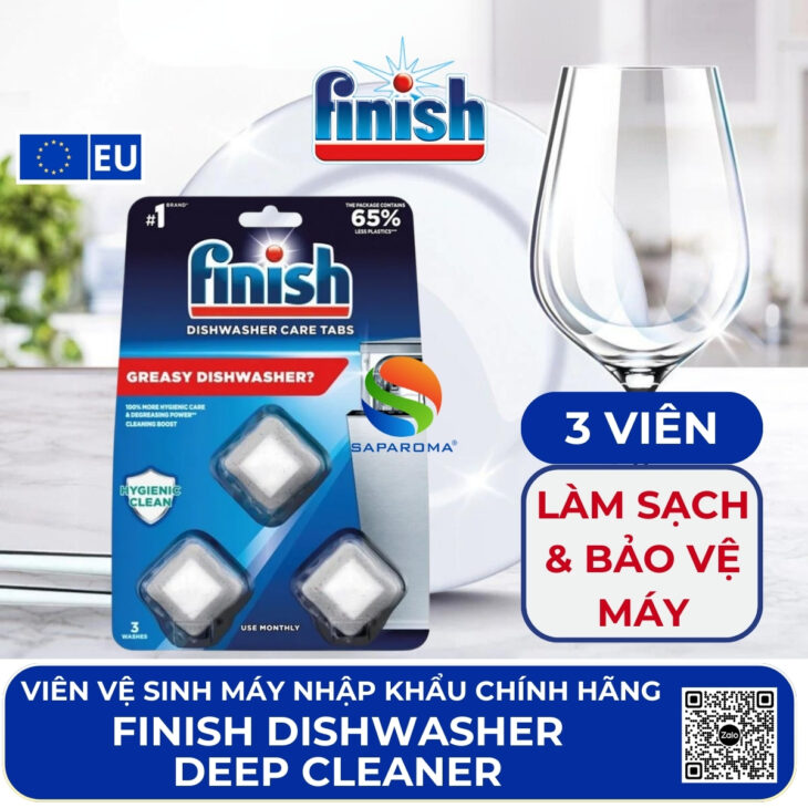 (Chất trợ rửa) Muối rửa bát + Nước làm bóng + Vệ sinh máy – Finish nhập khẩu chính hãng