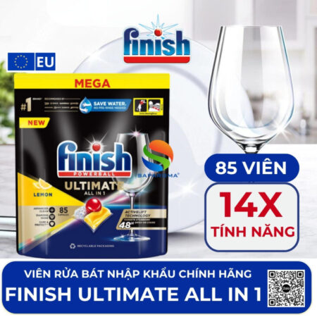 Viên rửa bát Finish tẩy sạch dầu mỡ, làm sạch mạnh mẽ – nhập khẩu chính hãng Châu Âu