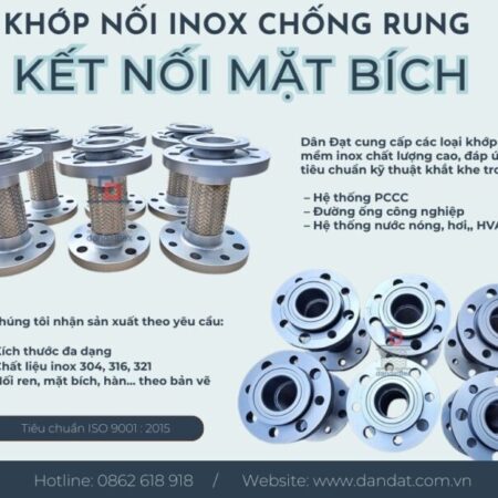 Khớp nối mềm inox nối bích, khớp nối kim loại nối bích, khớp nối mềm inox dẫn hóa chất,khopnoimem