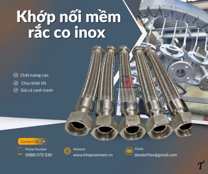 Khớp nối mềm dẫn xăng dầu, khớp nối chống rung kim loại, khớp nối mềm inox, khớp nối ren công nghiệp
