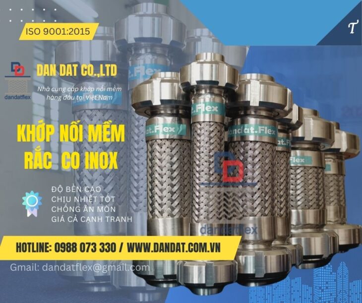 Khớp nối chống rung inox nối bích, khớp nối chống rung ống gió, khớp nối mềm rắc co inox