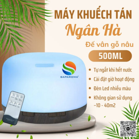 Máy xông tinh dầu thơm phòng SAPAROMA phun sương tạo ẩm, đèn Led 7 màu, hỗ trợ khử mùi