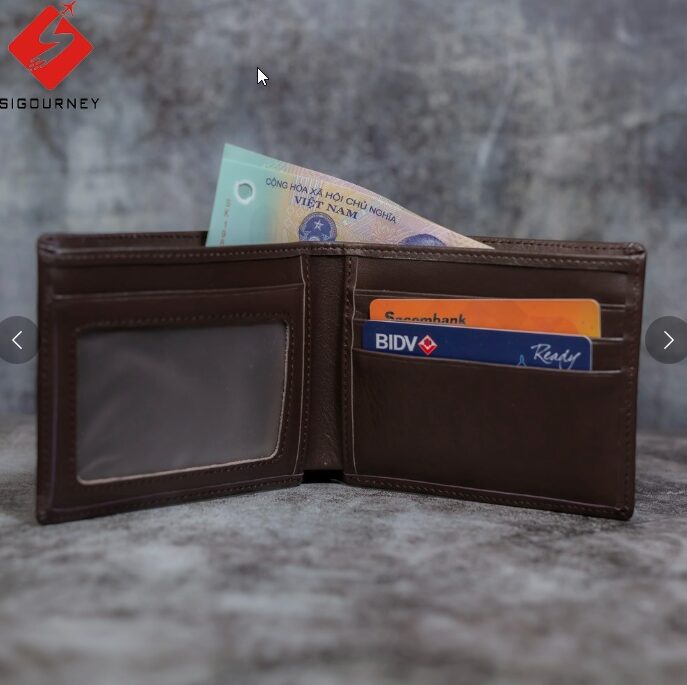 VÍ NAM DA BÒ THẬT CAO CẤP VI-01 MÀU NÂU ĐẬM – SIGOURNEY