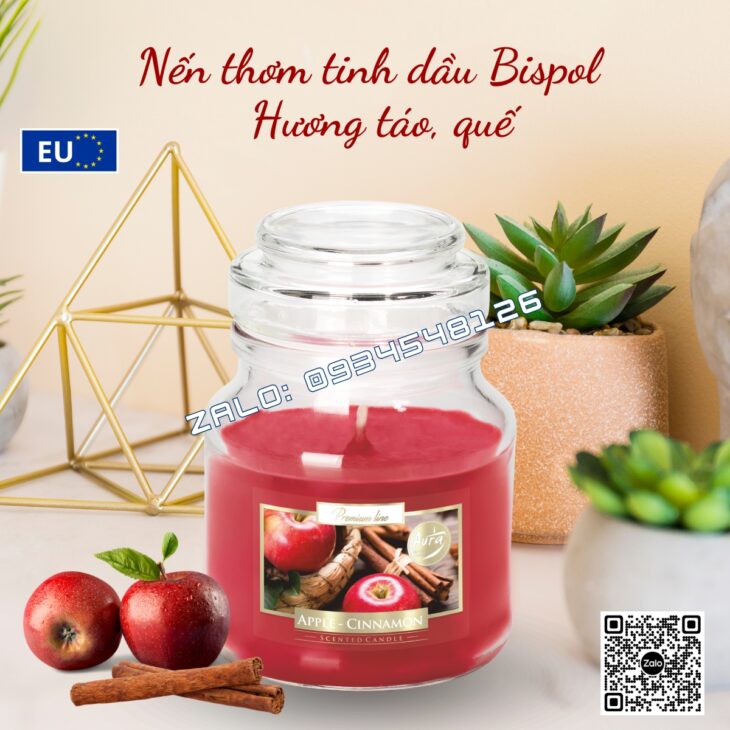 NẾN THƠM TINH DẦU BISPOL 120g, DECOR TRANG TRÍ, THƠM PHÒNG, HỖ TRỢ KHỬ MÙI, NHẬP KHẨU CHÂU ÂU