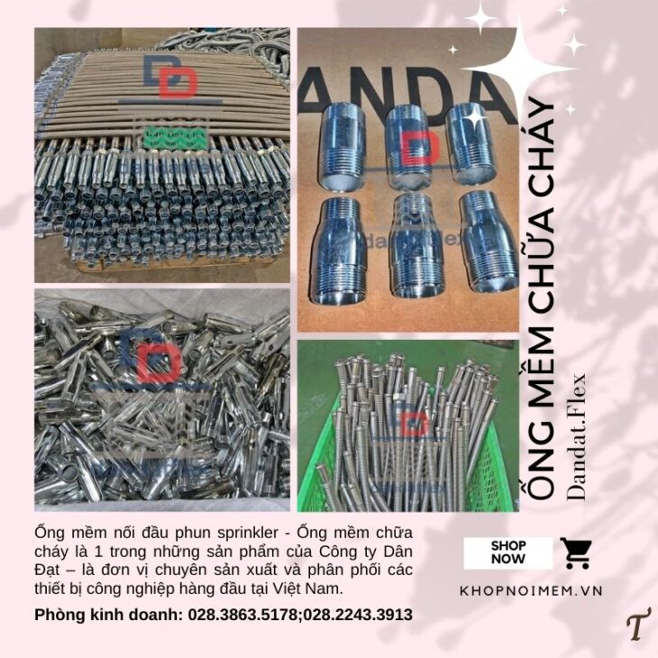 Ống mềm nối đầu sprinkler, ống mềm cho đầu phun chữa cháy, dây nối mềm inox cho sprinkler PCCC