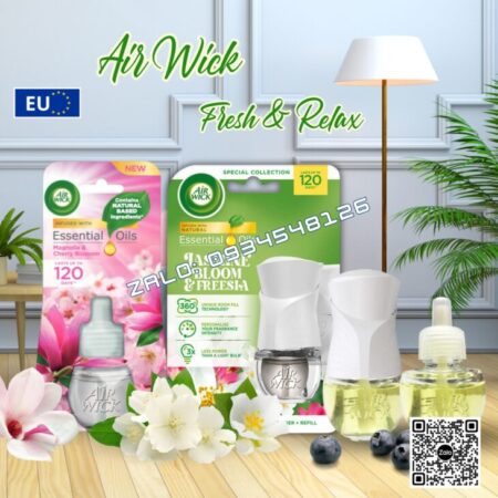 BỘ TINH DẦU KHUẾCH TÁN TỰ ĐỘNG AIR WICK 19ML CẮM ĐIỆN, THƠM PHÒNG, HỖ TRỢ KHỬ MÙI, NHẬP KHẨU CHÂU ÂU