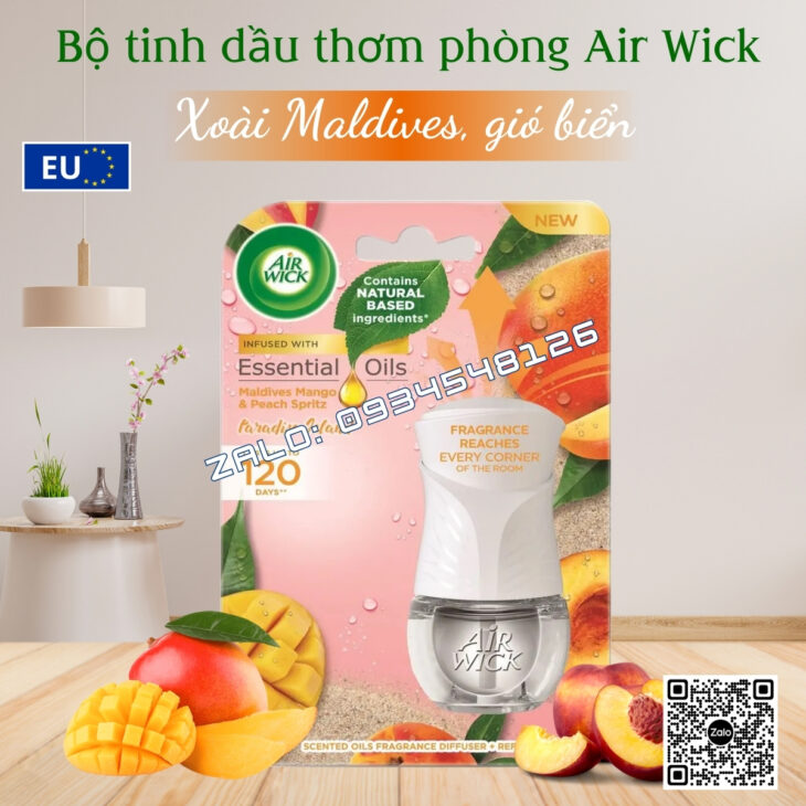 BỘ TINH DẦU KHUẾCH TÁN TỰ ĐỘNG AIR WICK 19ML CẮM ĐIỆN, THƠM PHÒNG, HỖ TRỢ KHỬ MÙI, NHẬP KHẨU CHÂU ÂU