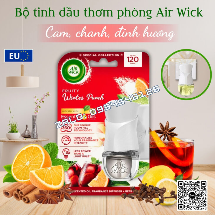BỘ TINH DẦU KHUẾCH TÁN TỰ ĐỘNG AIR WICK 19ML CẮM ĐIỆN, THƠM PHÒNG, HỖ TRỢ KHỬ MÙI, NHẬP KHẨU CHÂU ÂU