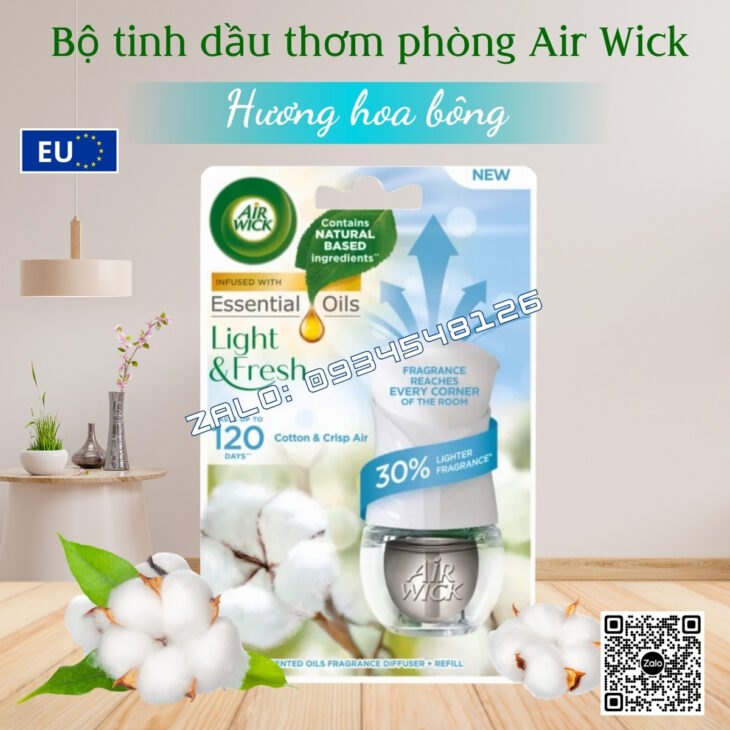 BỘ TINH DẦU KHUẾCH TÁN TỰ ĐỘNG AIR WICK 19ML CẮM ĐIỆN, THƠM PHÒNG, HỖ TRỢ KHỬ MÙI, NHẬP KHẨU CHÂU ÂU