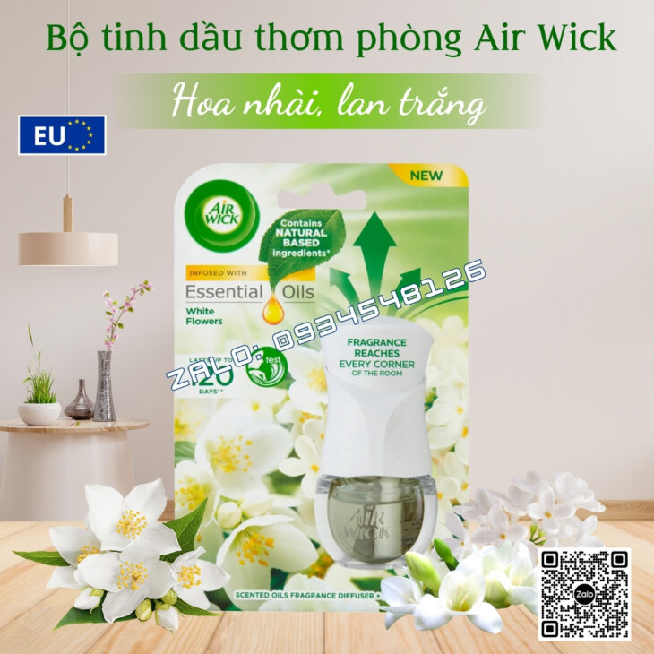 BỘ TINH DẦU KHUẾCH TÁN TỰ ĐỘNG AIR WICK 19ML CẮM ĐIỆN, THƠM PHÒNG, HỖ TRỢ KHỬ MÙI, NHẬP KHẨU CHÂU ÂU
