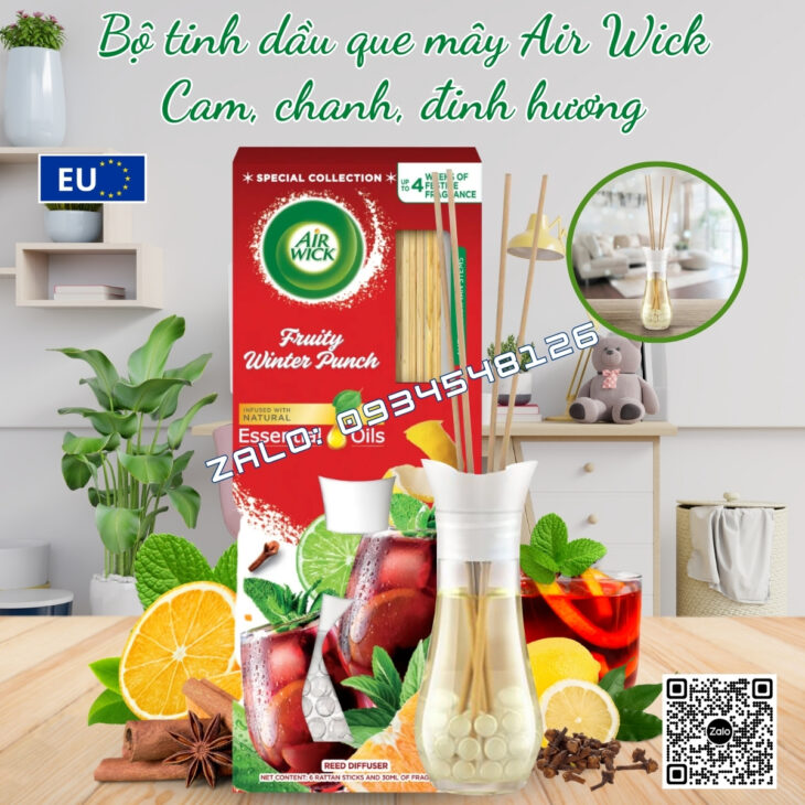 BỘ TINH DẦU TÁN HƯƠNG QUE MÂY AIR WICK, THƠM PHÒNG – BÍ QUYẾT KHÔNG GIAN SỐNG ĐẠT CHUẨN 5 SAO