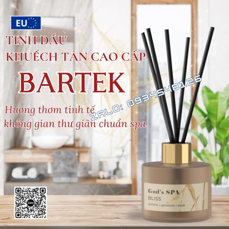 TINH DẦU TÁN HƯƠNG QUE MÂY BARTEK 100ml, TINH DẦU NƯỚC HOA, THƠM PHÒNG, KHỬ MÙI, NHẬP KHẨU CHÍNH HÃN