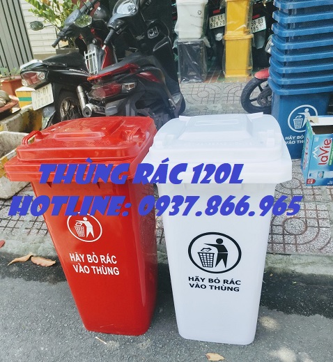 Thùng rác 120l, thùng đựng rác công nghiệp, thùng rác tòa nhà, thùng rác văn phòng, thu