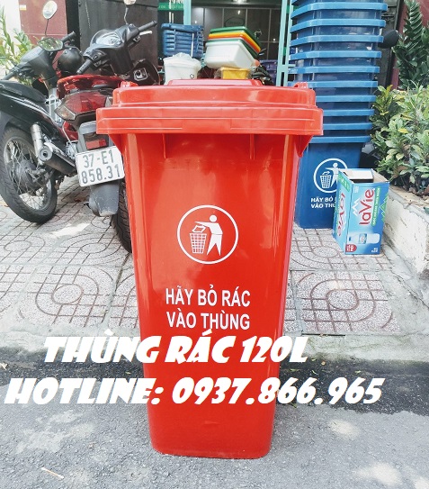 Thùng rác 120l, thùng đựng rác công nghiệp, thùng rác tòa nhà, thùng rác văn phòng, thu