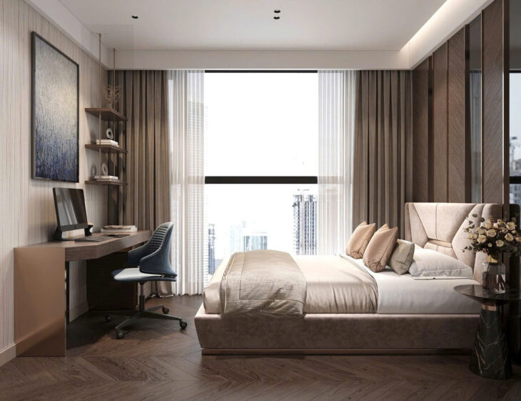 Căn hộ 82m², thiết kế 2 phòng ngủ + thêm không gian phụ lý tưởng làm phòng làm việc hoặc phòng cho