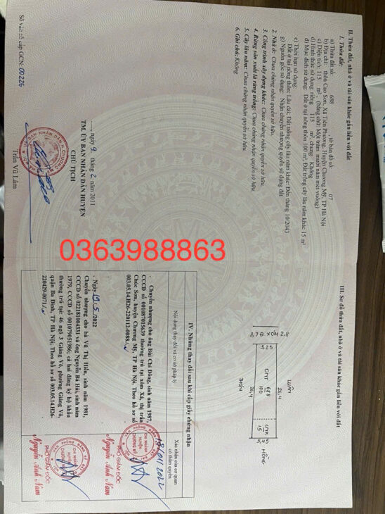 CC cần bán lô đất 115m tại tiên phương chương mỹ hà nội