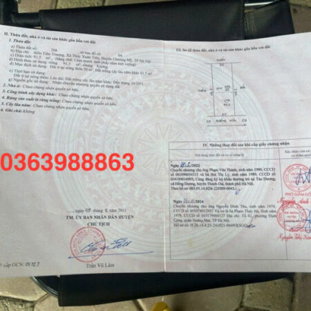 CC cần bán lô đất 91m tại tiên trượng thủy xuân tiên chương mỹ
