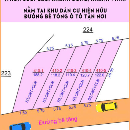 BÁN LOCK 5 LÔ KHÁNH ĐÔNG, KHÁNH VĨNH, KHÁNH HÒA FULL THỔ DÂN ĐÔNG 2 ĐẦU, ĐƯỜNG Ô TÔ TẬN ĐẤT