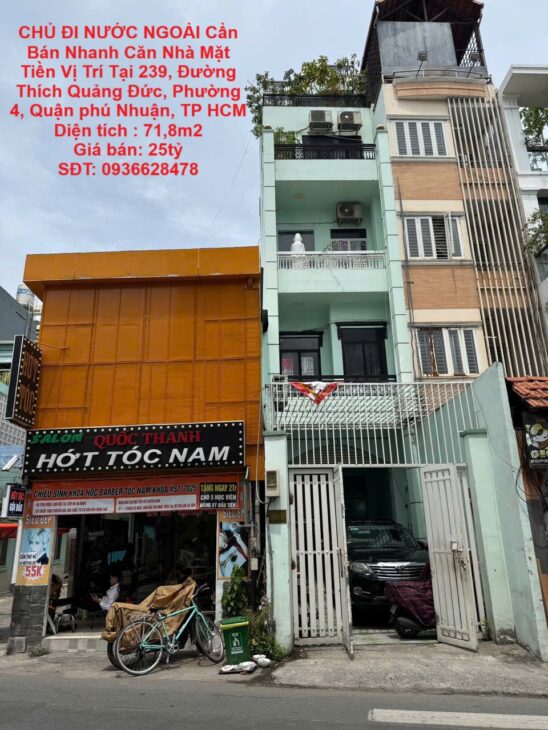 CHỦ ĐI NƯỚC NGOÀI Cần Bán Nhanh Căn Nhà Mặt Tiền Vị Trí Tại Quận Phú Nhuận, TP HCM