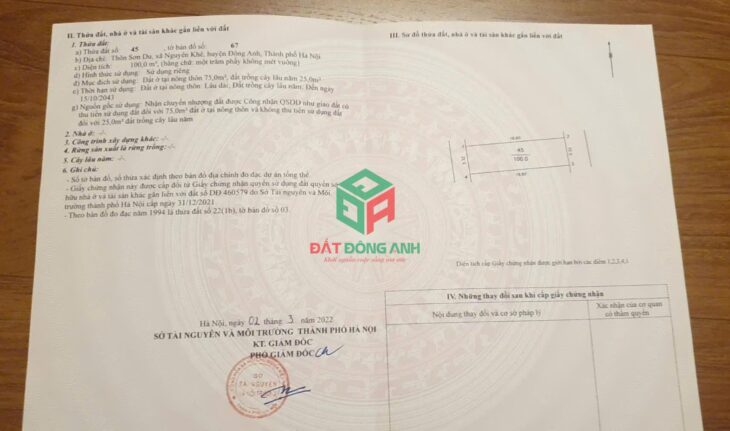 Bán đất bìa làng Nguyên Khê – 100m Sơn Du – Nhìn ra đường Nhật Tân – Nội Bài