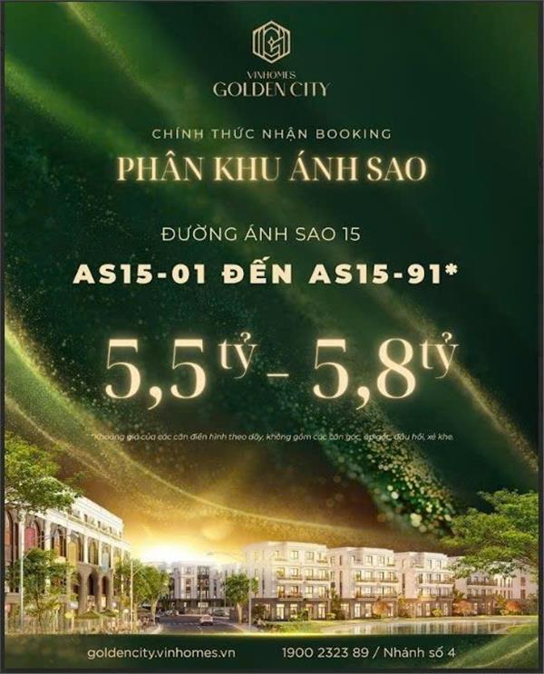 Bán Liền Kề Phân Khu Ánh Sao – Vinhomes Dương Kinh, Hải Phòng . Diện tích 63m2, Giá chỉ từ 5,5 tỷ
