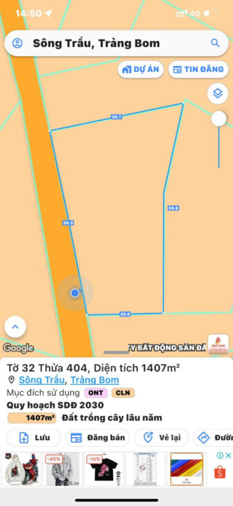 Đất mặt tiền gần chợ số 9 xã Trảng Bom, giá chỉ 2,85 triệu/m², có 300m² thổ cư