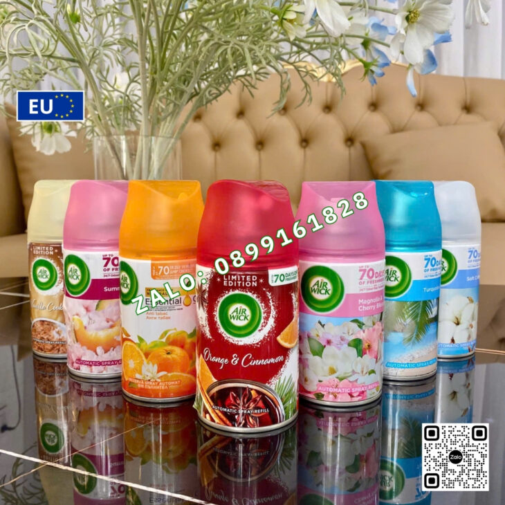 BÌNH XỊT TINH DẦU AIR WICK 250ml, TINH DẦU THIÊN NHIÊN, THƠM PHÒNG HỖ TRỢ KHỬ MÙI, NHẬP KHẨU CHÂU ÂU