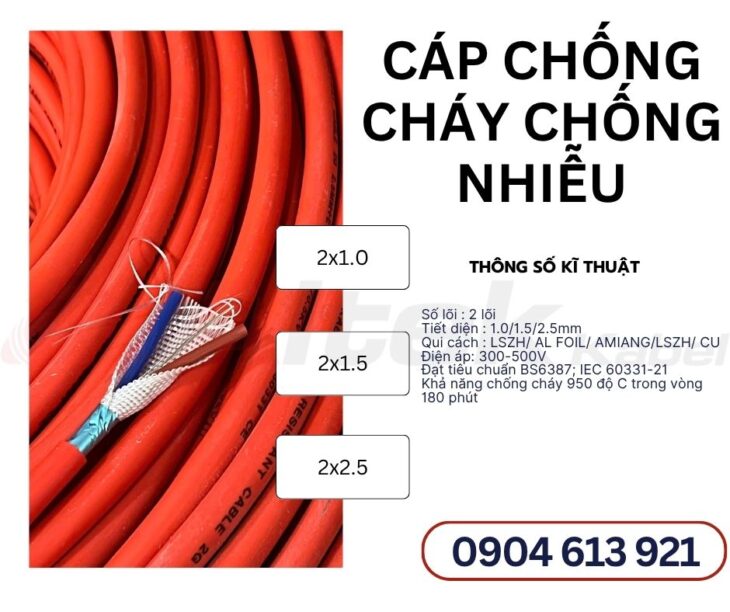 Cáp tín hiệu báo cháy chống cháy chống nhiễu 2×0.75mm Altek Kabel