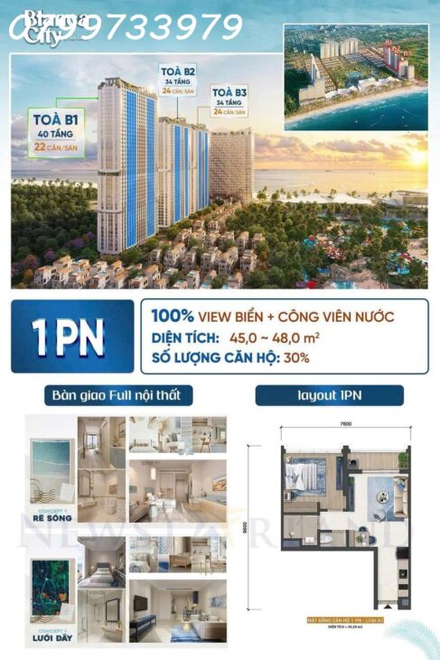 Bán căn hộ cao cấp biển Vũng Tàu giá 2,8 tỷ chủ đầu tư Sun group 0799733979