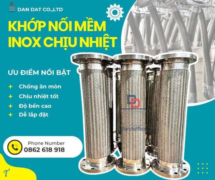 Khớp nối mềm bằng inox (Flexible Hose), Khớp nối mềm kết nối mặt bích, khớp nối mềm chống rung inox