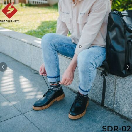 GIÀY ĐỐC DA BÒ MÀU ĐEN PHONG CÁCH BỤI BẶM SDR02 – SIGOURNEY