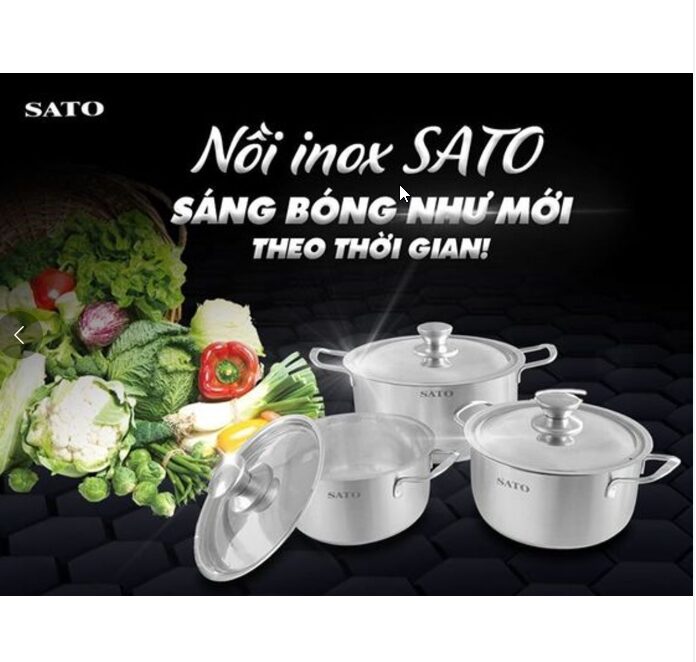 BỘ NỒI INOX 430 3 ĐÁY ST-BI311 – SATO