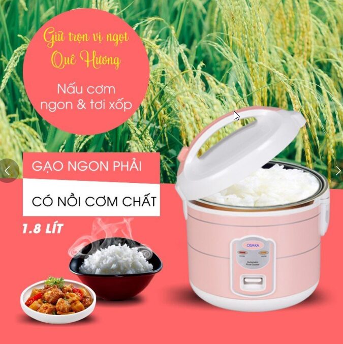 NỒI CƠM ĐIỆN RC118T 1.8 LÍT ( MÀU HỒNG )- OSAKA