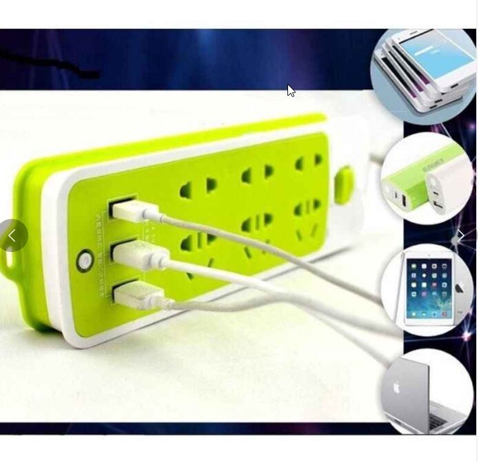 Ổ ĐIỆN XANH LÁ CÓ 3 USB SẠC ĐIỆN THOẠI – SU
