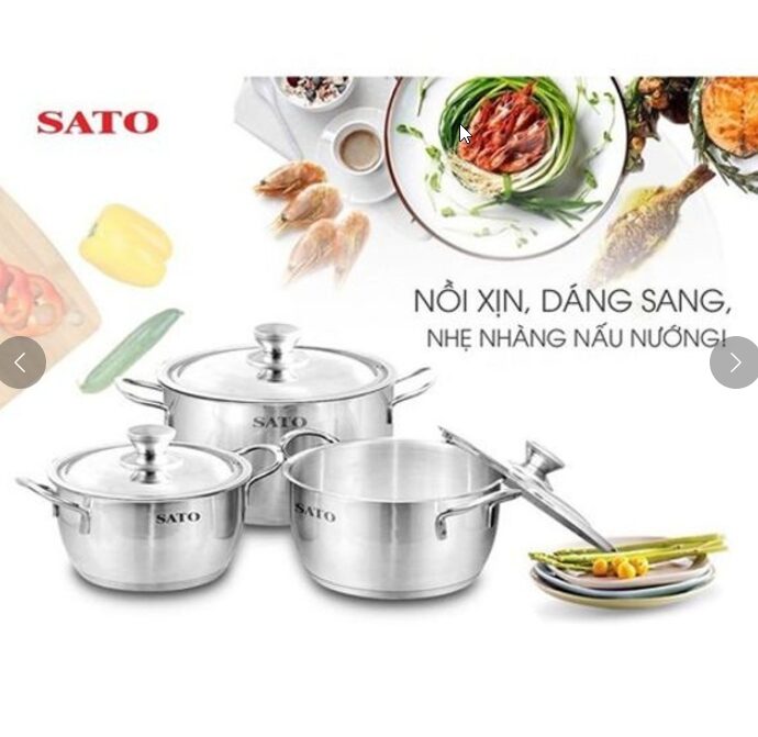 BỘ NỒI INOX 430 3 ĐÁY ST-BI311 – SATO