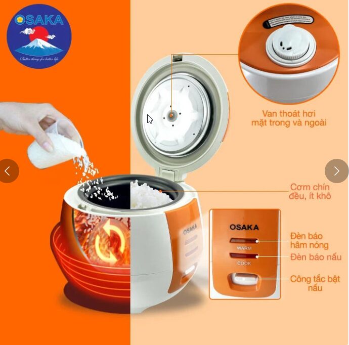 NỒI CƠM ĐIỆN OSAKA RC-12P – LÒNG NỒI “NIÊU”