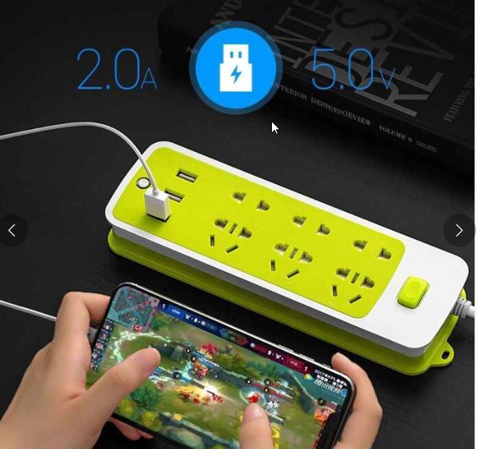 Ổ ĐIỆN XANH LÁ CÓ 3 USB SẠC ĐIỆN THOẠI – SU