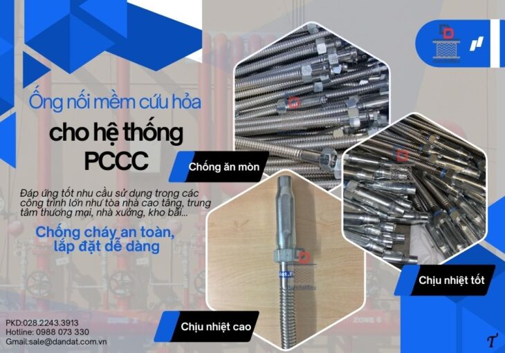 Khớp nối mềm inox chữa cháy, ống mềm cho đầu phun chữa cháy, khớp nối mềm sprinkler – thiết bị PCCC