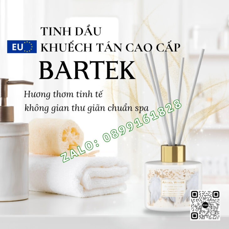 TINH DẦU KHUẾCH TÁN QUE MÂY BARTEK 100ml, TINH DẦU NƯỚC HOA, THƠM PHÒNG HỖ TRỢ KHỬ MÙI, NHẬP KHẨU EU