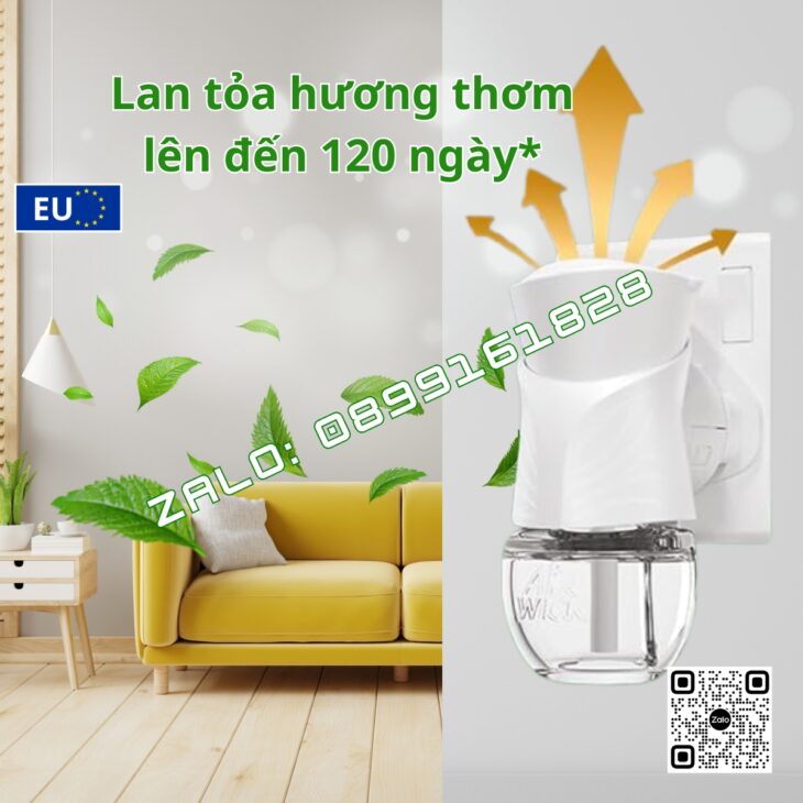 MÁY KHUẾCH TÁN TINH DẦU TỰ ĐỘNG AIR WICK 19ML, THƠM PHÒNG, HỖ TRỢ KHỬ MÙI, NHẬP KHẨU CHÂU ÂU