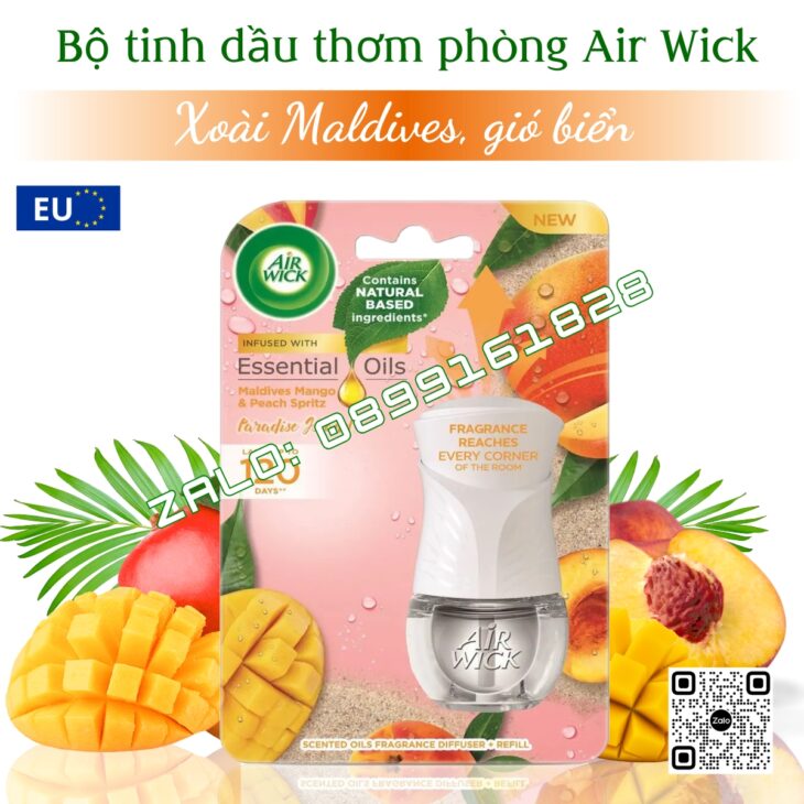 MÁY KHUẾCH TÁN TINH DẦU TỰ ĐỘNG AIR WICK 19ML, THƠM PHÒNG, HỖ TRỢ KHỬ MÙI, NHẬP KHẨU CHÂU ÂU