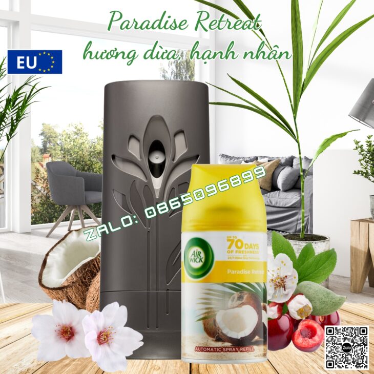 BỘ XỊT TINH DẦU TỰ ĐỘNG AIR WICK 250ml, THƠM PHÒNG, HỖ TRỢ KHỬ MÙI, NHẬP KHẨU CHÂU ÂU CHÍNH HÃNG