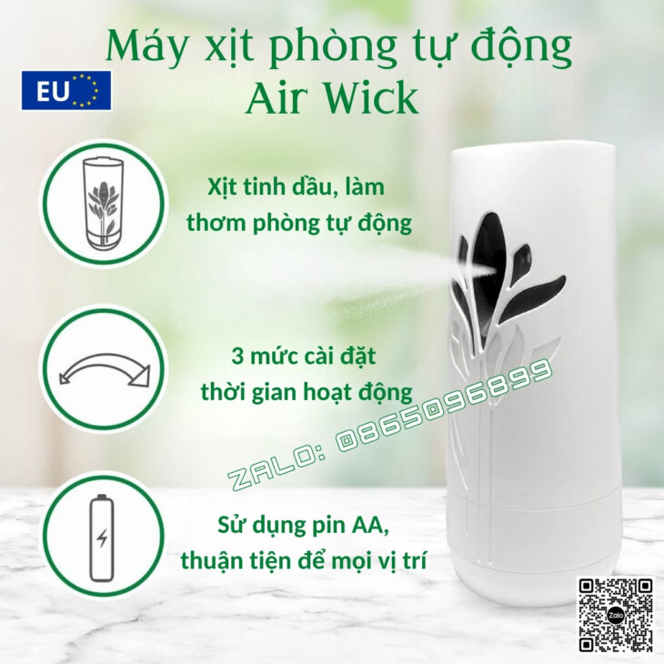 BỘ XỊT TINH DẦU TỰ ĐỘNG AIR WICK 250ml, THƠM PHÒNG, HỖ TRỢ KHỬ MÙI, NHẬP KHẨU CHÂU ÂU CHÍNH HÃNG