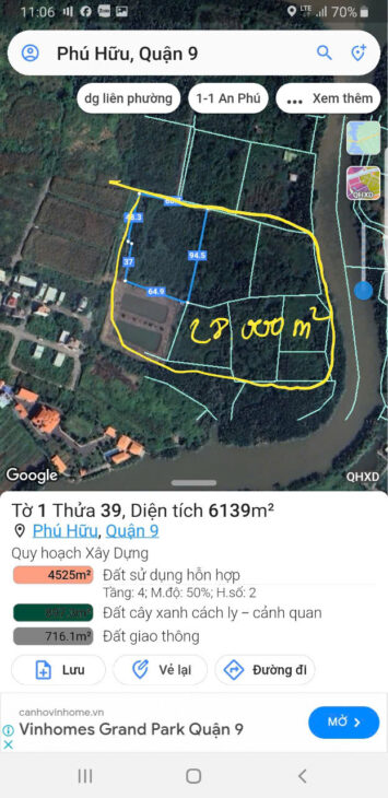 BÁN LÔ ĐẤT LỚN HIẾM MẶT TIỀN SÔNG RẠCH CHIẾC VÀ BƯNG ÔNG THOÀN, PHÚ HỮU THỦ ĐỨC