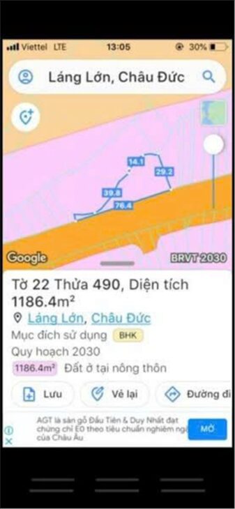 ĐẤT ĐẸP – GIÁ TỐT – CẦN BÁN NHANH LÔ ĐẤT ĐẸP TẠI Xã Láng Lớn , huyện Châu Đức – Bà Rịa – Vũng Tàu