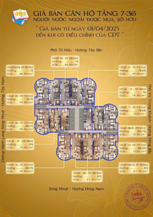 Mở bán căn hộ cao cấp tại chung cư QMS TOP TOWER – TÓ HỮU